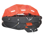 Throw overboard inflatable life raft